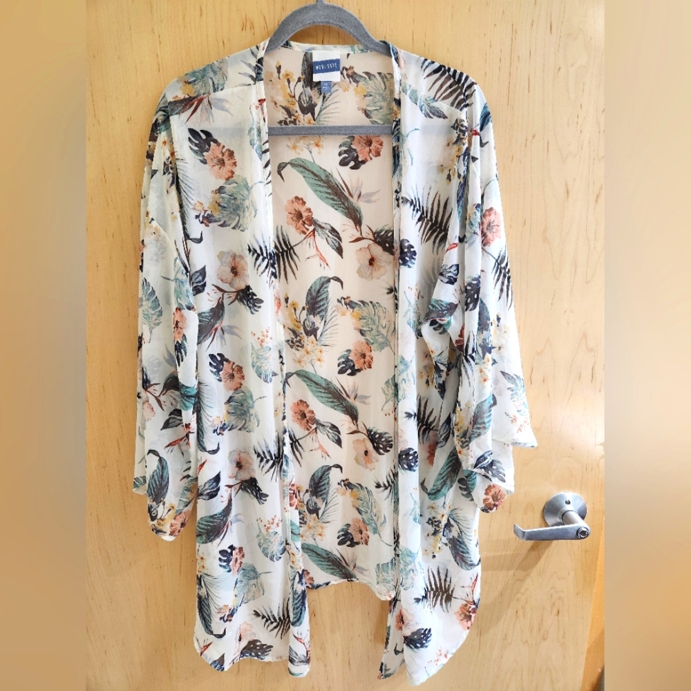 Meri Skye Sheer Printed Jacket Size 1X